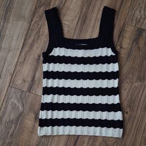 LC Lauren Conrad Navy Blue And White Striped Ribbed Tank